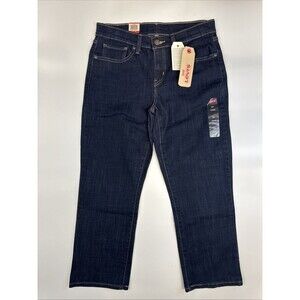 Levis Mid Rise Capri Jeans Women Size 27 Blue Dark Wash Denim Easy Fit